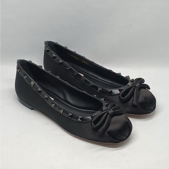 Valentino Garavani Rockstud Satin Ballerina Flats size 36.5 - Picture 11 of 14